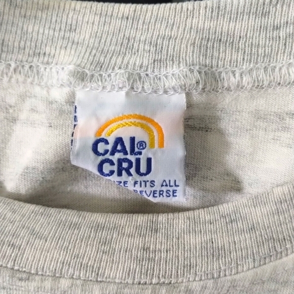 Vintage Las Vegas Crop Top  T-shirt Cream Gray Nevada Striped One Size 90s - Picture 4 of 4